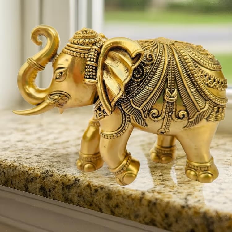 Golden Blessing Elephant Idol